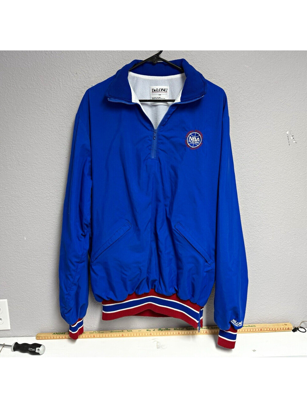 Vintage DeLONG NBA Players Association Jacket  Size Large Long / Rare Q Zip
